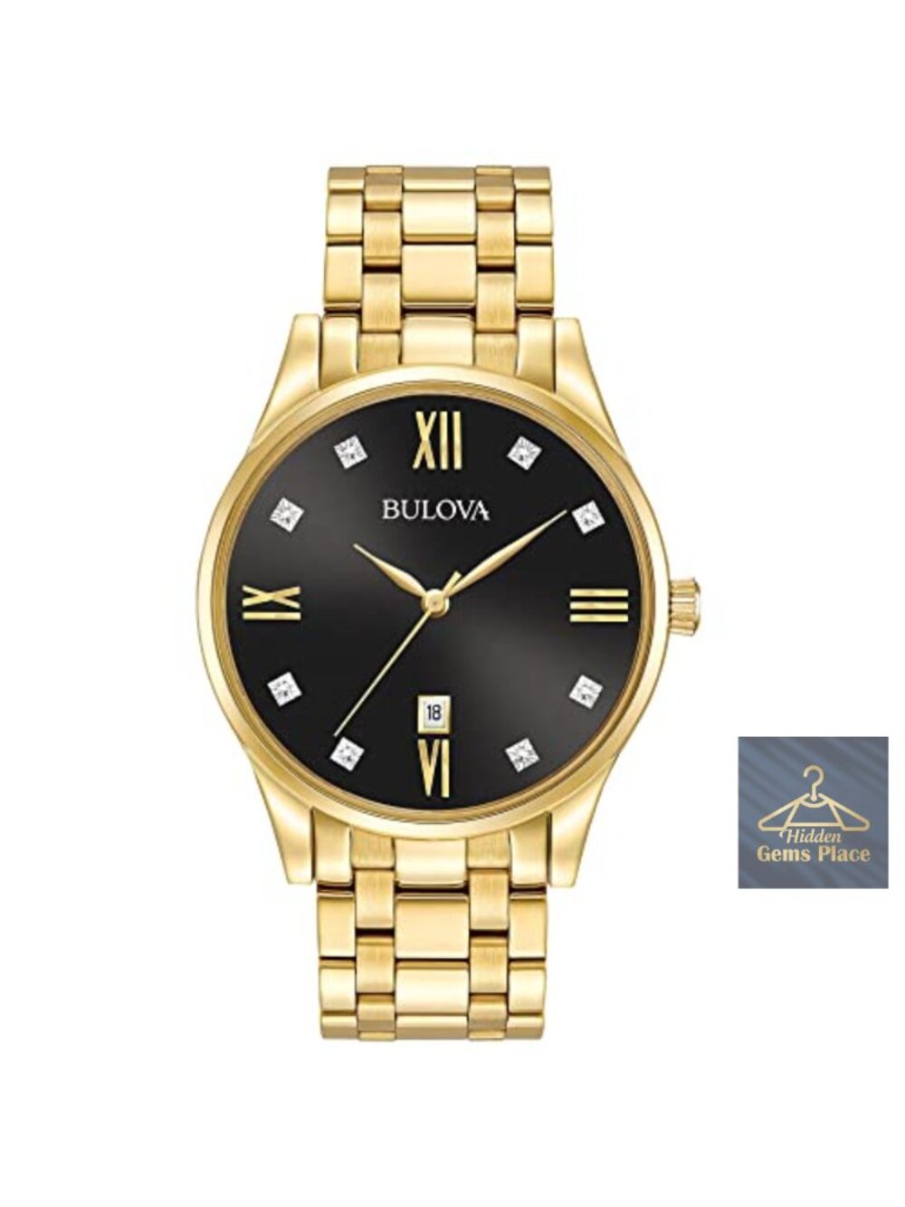 Men's Classic Stainless Steel Dress Watch with Diamond Accents Day Date Quartz